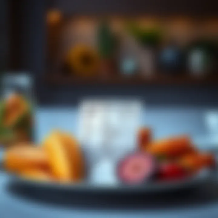 Nutritional facts of low calorie food presented on a plate