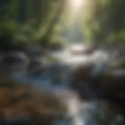 Crystal clear water flowing through a natural landscape